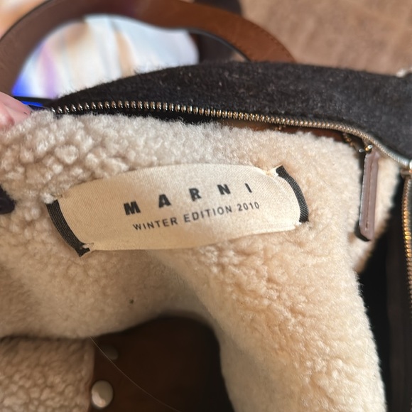 Marni Shearling Suede Brown and Cream Color Handbag Designer Luxury - Picture 6 of 8
